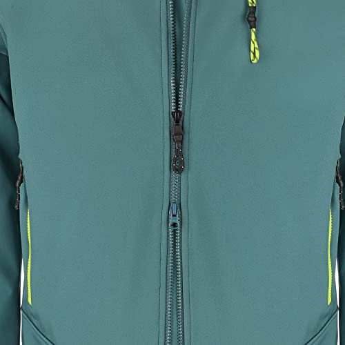 Dry Fashion Herren Softshelljacke Flensburg mit Fleece-Innenfutter - Outdoor-Jacke mit Kinnschutz und abnehmbarer Kapuze in Petrol Größe 5XL