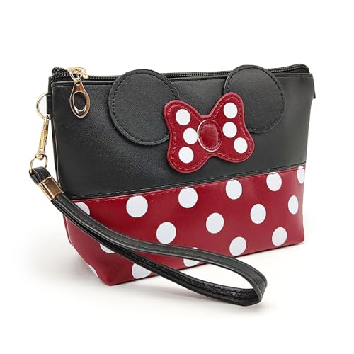 UILYNIU Mouse Ears Bow Neceser, Neceser Niña Aseo Colegio, Estuche de Neceser para Mujer, Neceser Viaje Mujer, Bolso de PU, Neceser Impermeable, Bolsa Maquillaje, para Niñas, Mujer