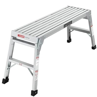 Foldable Aluminum Platform & Step Stool, Non-Slip Folding Work Bench Ladder, 330lbs Capacity, Heavy Duty Portable Stool for Painting, Car Washing, Decorating
