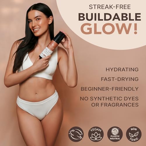 self tanner mousse - usa made with natural amp organic ingredients self tanning mousse for dark fake tan sunless tanner clear amp non toxic tanning foam for streak free finish amp natural glow
