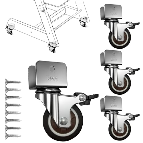 LuQiBabe 4-Pack 360° Rotation Metal Baby Highchair Wheels Compatible with Stokke Tripp Trapp High Chair, 2-Inch Silent Casters with Steel Brackets...