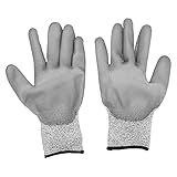 Segrehy Schnittfeste Handschuhe, Schutzstufe 5, HPPE-getauchte Handschuhe, robust, langlebig, leicht, tragbar, für Gartenarbeit, Holzbearbeitung, Grau, 2 Paar