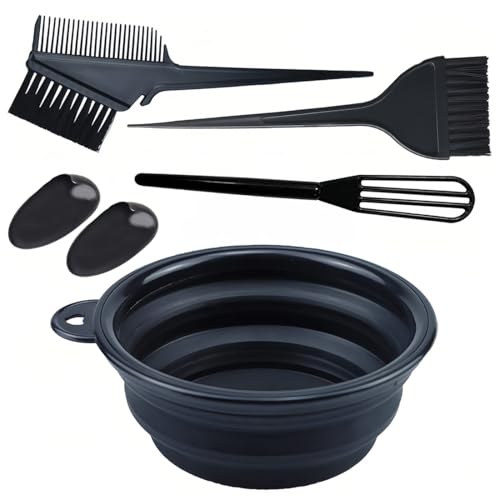 KOLZEMV Juego de pinceles para teñir el cabello, 5 unidades, truss hair professional, removedor tinte pelo, brocha tinte pelo, incluye cuenco de tinte para el cabello, cubierta para las orejas