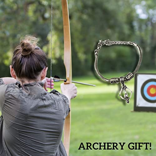 Sportybella Elegant Silver Plated Adjustable Archery Bracelet | Love Charm Snake Chain Bracelet with Archery Pendant | Best Jewelry Gift for Archery Players and Team3