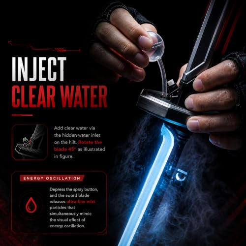 Image of Tinsley Cyberpunk LED Spark Katana Sword with Sound & Fog, Type-C Rechargeable, 7-Color Light Up Glowing Neon Blade, Hit Sensor Katana Toy for Kids & Adults, Cosplay