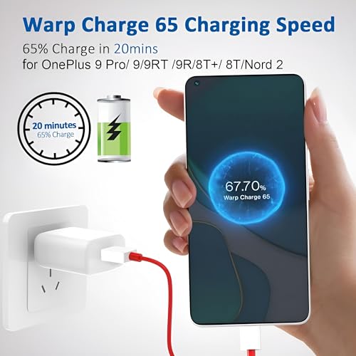 Image of Oneplus 65W Supervooc Charging Adapter with Type C 1M Cable for Oneplus 13|13r|Open|12|12r|Nord N30 5G|11|11r|10 Pro|10r|10t|9 Pro|9r|8Pro|8T- Nothing Phone 3a|3a Pro-Dash /Superdart /Warp /Vooc, White