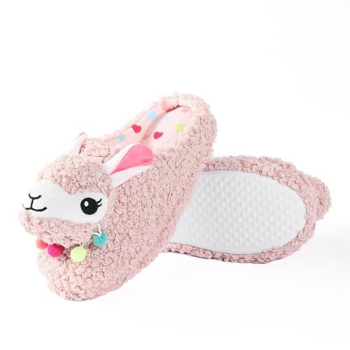 Image of Cute Animal Slippers - Soft Fuzzy Alpaca & Llama Memory Foam for Women - Indoor Warm Non-Slip Bedroom Slippers