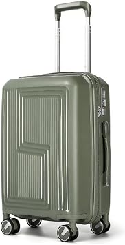 Lubardy Carry-On Luggage, Olive Green, Polycarbonate, 20 Inch, Expandable with TSA Lock, 360 Silent Spinner Wheels