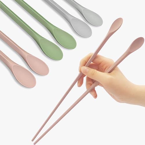 RECOHOME Reusable Long Silicone Cooking Chopsticks with Spoon - 12