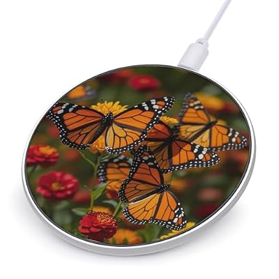 Monarch Butterflies Wireless Charger Portable Fast Charging Pad Lightweight Wireless Charging Station for Phone Slim Charge Mat for Travel Home Office Desk