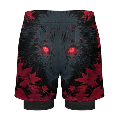 Animal Graphic Men's Swim Trunks with Compression Liner Workout Athletic Shorts with Pockets Quick Dry Beach Shorts 6