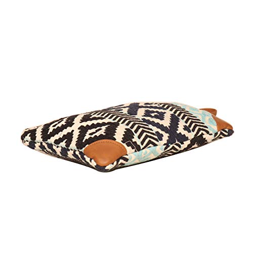 Image of ASTRID Striped 7 Cms Cosmetic Pouch (S ASTD0403-3 Black & White & Sea Green)
