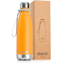koodee Insulated Water Bottle, 17 oz Stainless Steel Double Wall Vacuum Flask Cola Shape Leak Proof Sports Water Bottle Mango Yellow