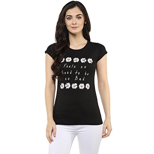 Image of Modeve Women Printed Cotton Blend Half Sleeve Round Neck T-Shirt for Summer