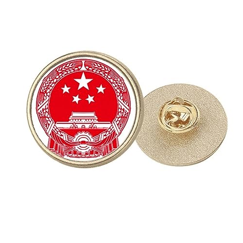 Broche emblème national chinois en métal doré et rouge taille M pour costume