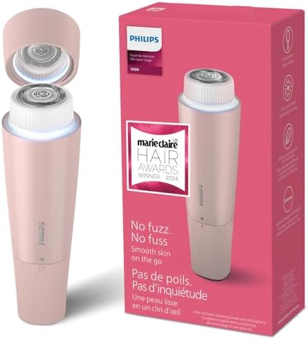 Philips Facial Hair Remover 5000 Series, Personal Groomer for Women, Cordless and Compact |with Hypoallergenic Head, Gentle and Quick Facial Hair Removal | Easy Touch-Ups | BRR454/00
