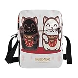 Japanese Lucky Cat Messenger Bag for Women Men Crossbody Shoulder Bag Crossbody Fanny Packs Mens Purse Satchel with Adjustable Strap for Workout Running