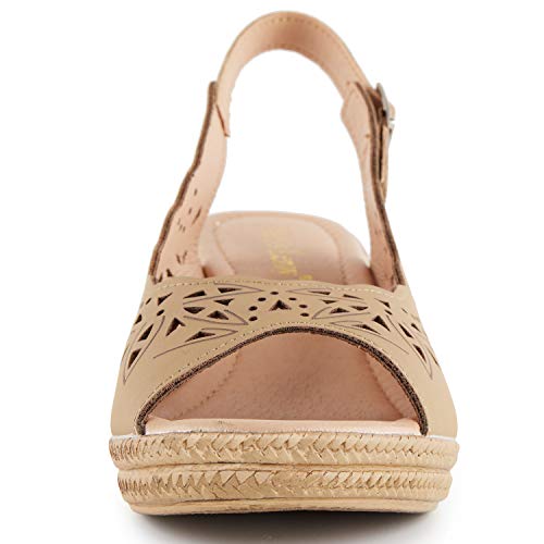 Alexis Leroy Wedge Heel Cut-Out Vamp Peep Toe Slingback Women's Sandals2