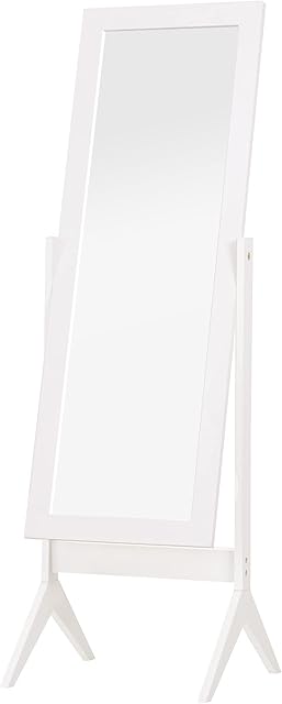 HOMCOM Freestanding Dressing Mirror Bedroom Tall Adjustable Angle 148x47cm White