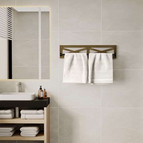 Sauce Zhan TOWEL RACK-SET OF 2 Extra Long Rustic Towel Rack 2 Pcs, 23.6 Inch Monterey Pine Solid Wood Towel Holders Wall Mounted With Metal Bar, Brown Farmhouse Style, For Hand & Bath Towels thumb #6