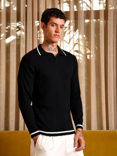 Image of Kvetoo Full Sleeve Winter Wear Woolen Collar Polo Sweater for Men