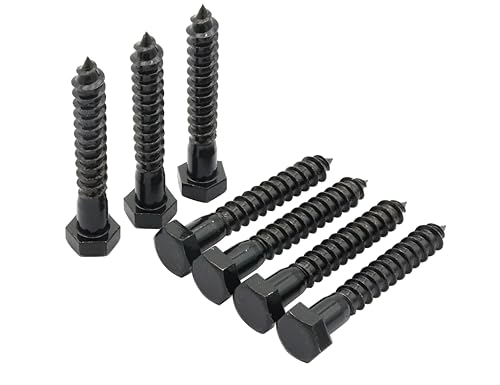 LBY 8pcs Lag Screws, 3/8" x 2-1/2" Hex Head Lag Screws Bolts (with Washers), Heavy-Duty Wood Screws for Decking & Structural Fastening, 304 Stainless Steel, (Black)