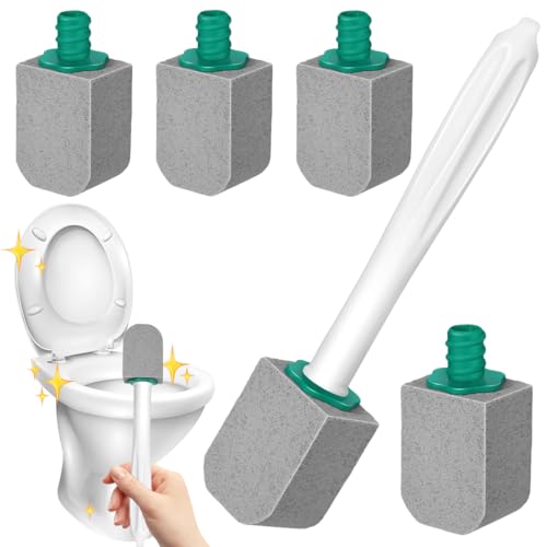 Lot de 5 nettoyants pour toilettes en pierre ponce - Avec long manche - Pour toilettes, salles de bains, cuisines, piscines - Élimine les taches tenaces