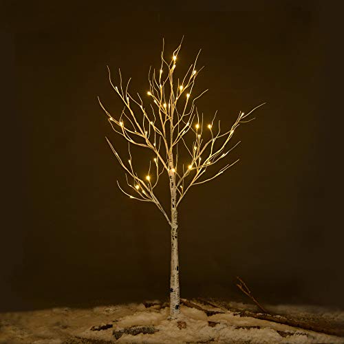 Lighted Birch Tree Pre Lit Christmas Tree W/ Warm White Led Lights For Home Wedding J-24V3W 0 #TOP24