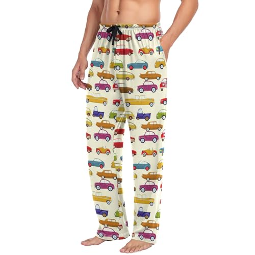 Cute Cartoon Car Men's Pajama Pants Soft Lounge Lightweight with Drawstring and Pockets4