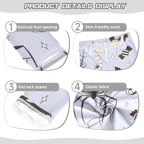 Skulls Spiders Girls Leggings,Workout Leggings for Girls Toddler Athletic Legging Size for 3-10T3