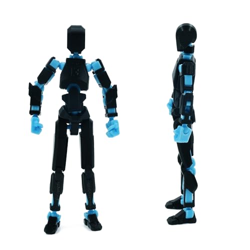 Image of Dummy 13 Action Figure Robot | Fully Articulated 3D Printed Robot Toy | 5.4-inch Collectible Figurine | Matte Finish | Unassembeled | Combo of 2 (White-SkyBlue+Black-SkyBlue)