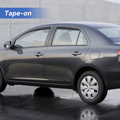 Image of Window Visors Rain Guards for 2007-2013 Toyota Yaris Sedan, Out-Channel Window Vent Wind Deflectors Visors Shades for 07-13 Toyota Yaris