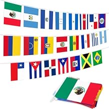 22 ft Latin America Flag Banner, 23 Country String Flags Including Mexico, Brazil, Cuba, Jamaica, and More Multinational Bunting for Latino Heritage Month, Festivals, Classrooms, and Cultural Events