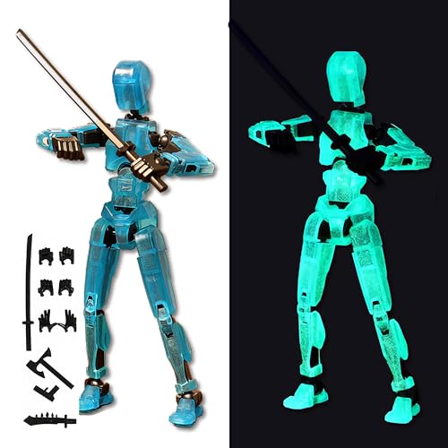 (Assembly Completed) T13 Action Figure Action Figure Set Robot Action Figure,3D Printed Multi-Jointed Action Figures Movable (Luminous)
