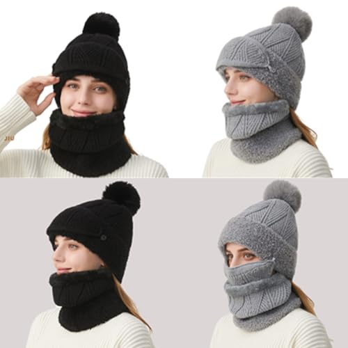 Bonnet tricoté avec cache-cou pour les activités d'hiver - 2