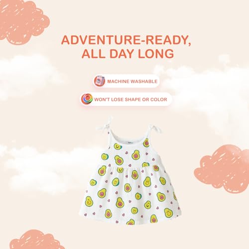 Image of Kidbea Cotton Baby Dress for Girls | Soft Sleeveless Summer Dress for Girl | Cute Printed Newborn Baby Muslin Frocks with Tie-Up Closure