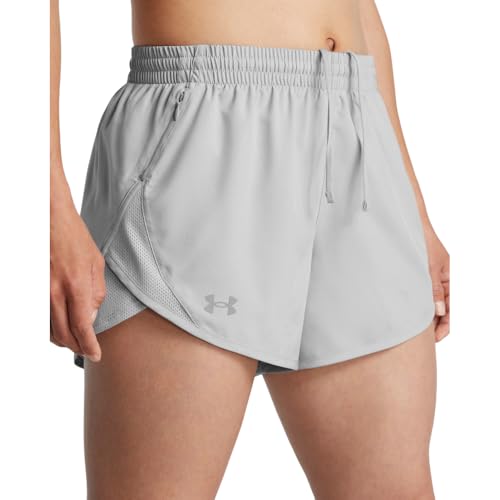 Under Armour Women's Fly By Heathered Shorts, 011 Gray, LG - image 5