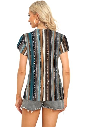 Image of Womens Petal Sleeve Tops Summer Trendy T Shirt Casual Loose Square Neck Button Blouse Tees