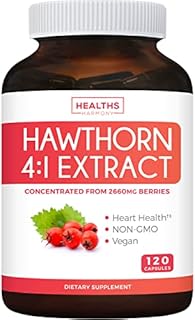 Hawthorn Berry 4:1 Extract (120 Capsules) Supports Healthy Blood Pressure, Circulation, Heart Health & Immune System - Powerful Antioxidant Hawthorne Supplement
