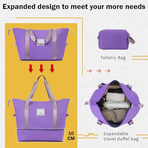 Lightweight Expandable 2-Piece Luggage Set with Spinner Wheels - 20" & 28" - Stylish Purple Travel Suitcase Set3