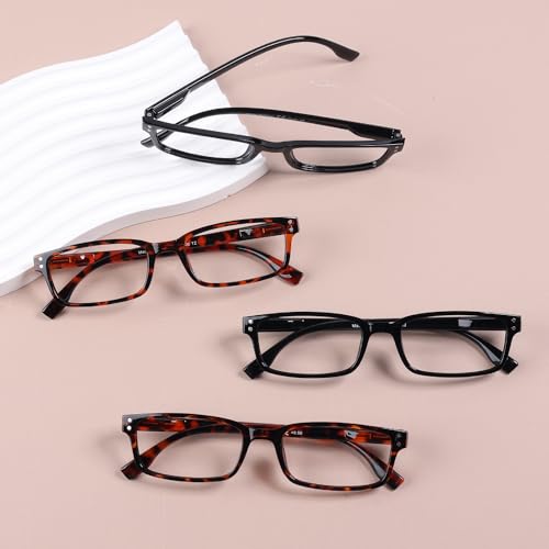 Image of Eyekepper Reading Glasses Women - 4 Pack Comfort Readers Men（2Tortoise-2Black，+0.75）