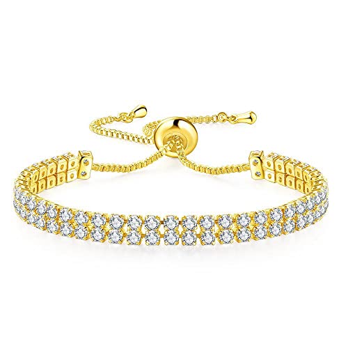 18K gold bracelet women's versatile accessory adjustable moissanite bracelet 2.5MM tennis bracelet Mother's Day, birthday, Christmas gift