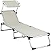 Casaria Sonnenliege Malta Aluminium Dach 210cm 150kg Gartenliege Strandliege Alu Liege Freizeitliege Beige