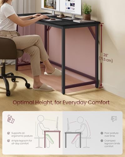 Image of VASAGLE Computer Desk, Steel Frame Gaming Desk for Home Office, 47.2 Inch