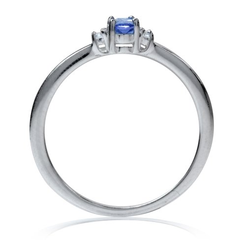 Silvershake Ultra Petite Genuine Violet Tanzanite and White Topaz 925 Sterling Silver Promise Ring December Gemstone Birthstone Jewelry for Women Size 73