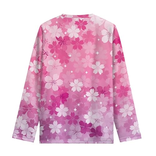 Image of Girls Cartoon Print Long Sleeve Graphic Tee Casual Crew Neck T-Shirts for 3-16 Years Little Girls