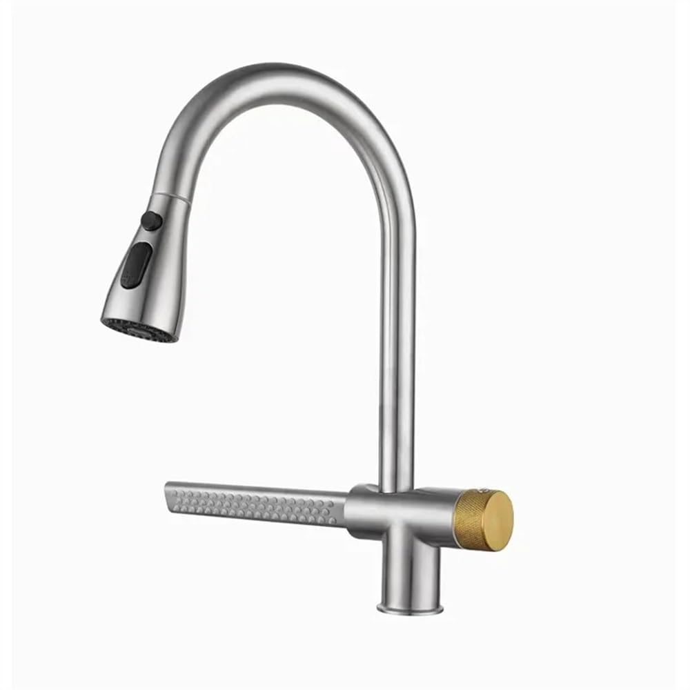 Robinet de cuisine cascade mitigeur extractible argenté chaud froid évier lavabo moderne