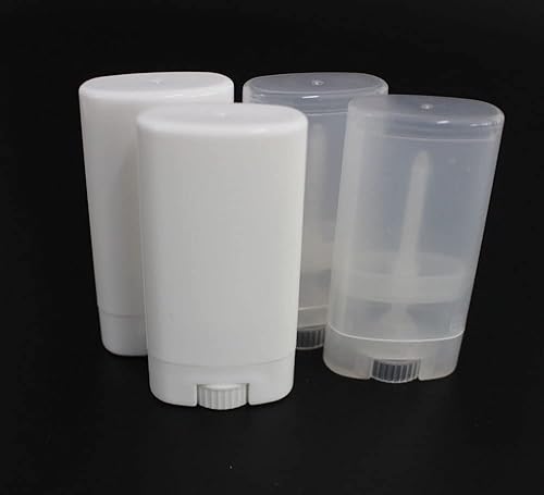 Miniatura 10 de 25 piezas de plástico vacío 0.53 oz negro forma ovalada bálsamo labial tubo desodorante contenedores 0.5oz lápiz labial tubo pequeño cera embalaje