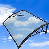 【Design moderne et intemporel】: Améliorez visuellement l'apparence de votre villa en installant cet attrayant auvent de porte sur votre porte d'entrée. 100% hautement transparent + design incurvé + support latéral noir élégant, très beau et atmosphérique, facile à nettoyer, robuste et léger.