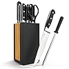 COOK WITH COLOR 14 Pieces Kitchen Knife Block Set, Knives for Kitchen, Forged Cutlery with Razor-Sharp High Carbon Steel Blades, Magnetic Block